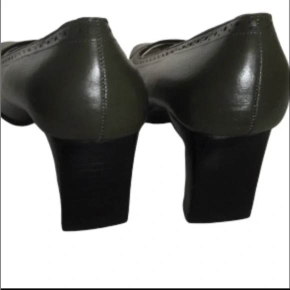 VINTAGE CYNTHIA TAYLOR Heels Leather Green Square Toe Women’s Size 10M NWOT - Picture 3 of 12